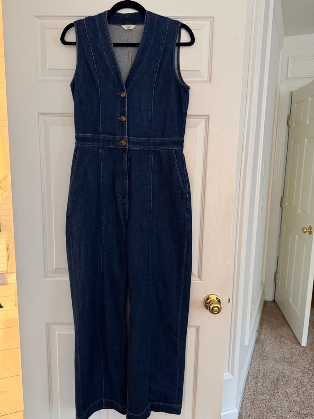Faherty Indigo Sleeveless Denim Jumpsuit